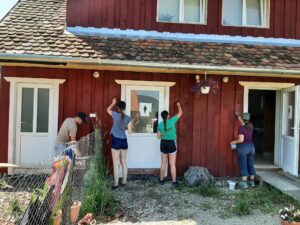 Streichen der freiwilligen auf der Farm